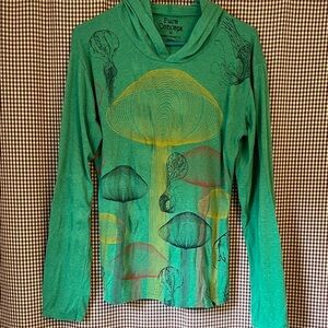 Green Hoodie with mushroom Print